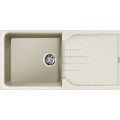 Elleci Ego 480 LGE48062 Lavello 1 Vasca con Gocciolatoio Reversibile Sopratop Granitek Bianco Antico cm 100 x 50