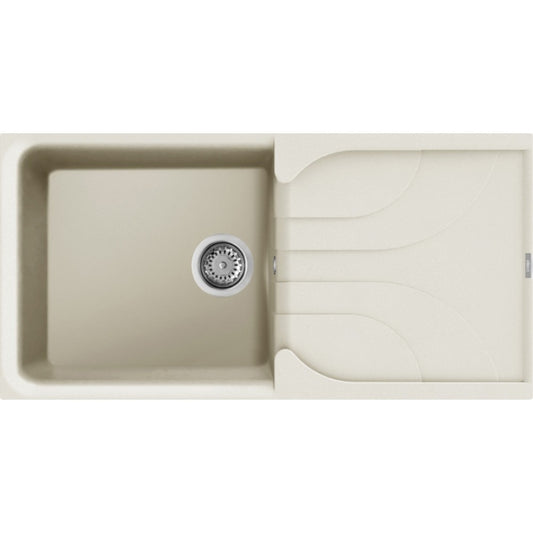 Elleci Ego 480 LGE48062 Lavello 1 Vasca con Gocciolatoio Reversibile Sopratop Granitek Bianco Antico cm 100 x 50
