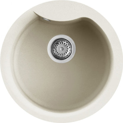 Elleci Ego Round LGEROU62 Lavello 1 Vasca Circolare Incasso Sopratop Diametro Granitek Bianco Antico 485 mm