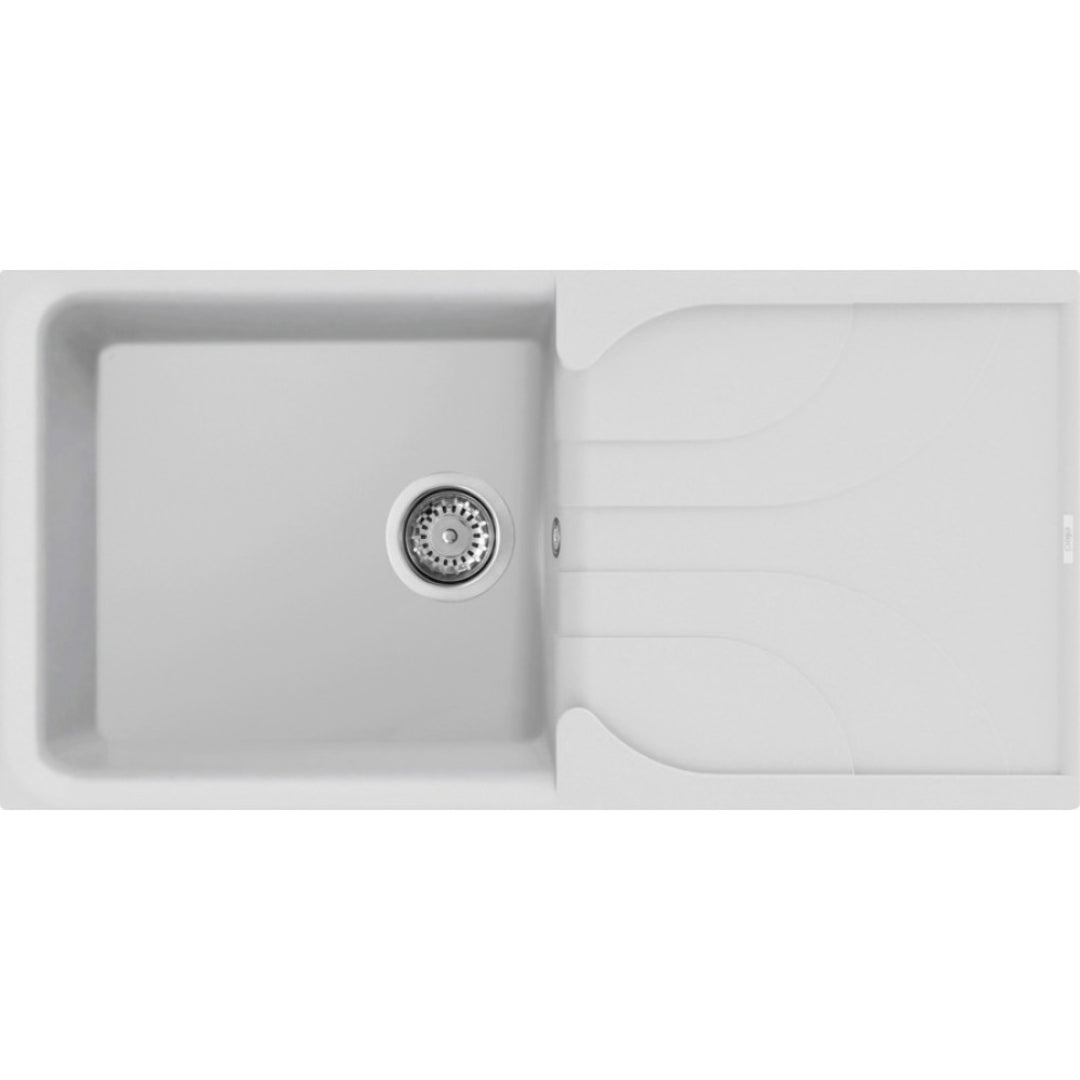 Elleci Ego 480 LGE48068 Lavello 1 Vasca con Gocciolatoio Reversibile Sopratop Granitek Bianco Titano cm. 100 x 50