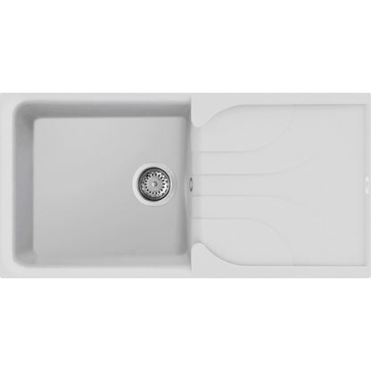 Elleci Ego 480 LGE48068 Lavello 1 Vasca con Gocciolatoio Reversibile Sopratop Granitek Bianco Titano cm. 100 x 50
