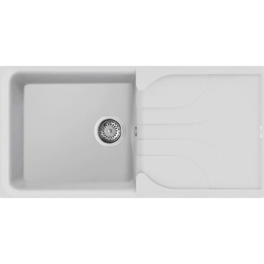 Elleci Ego 480 LGE48068 Lavello 1 Vasca con Gocciolatoio Reversibile Sopratop Granitek Bianco Titano cm. 100 x 50
