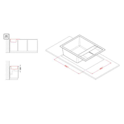 Elleci Unico 125 LGU12539 Lavello Incasso 1 Vasca Granitek Bianco Soft cm. 65 × 50