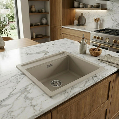 Elleci Best 104 LGB10439 Lavello da Incasso 1 Vasca Sopratop Granitek Bianco Soft cm. 51 x 51