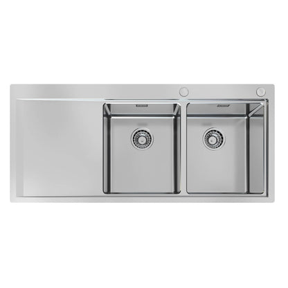 Foster 1252051 Lavello Incasso Sopratop/Filotop 2 Vasche Gocciolatoio Acciaio Inox Spazzolato cm. 116 x 52