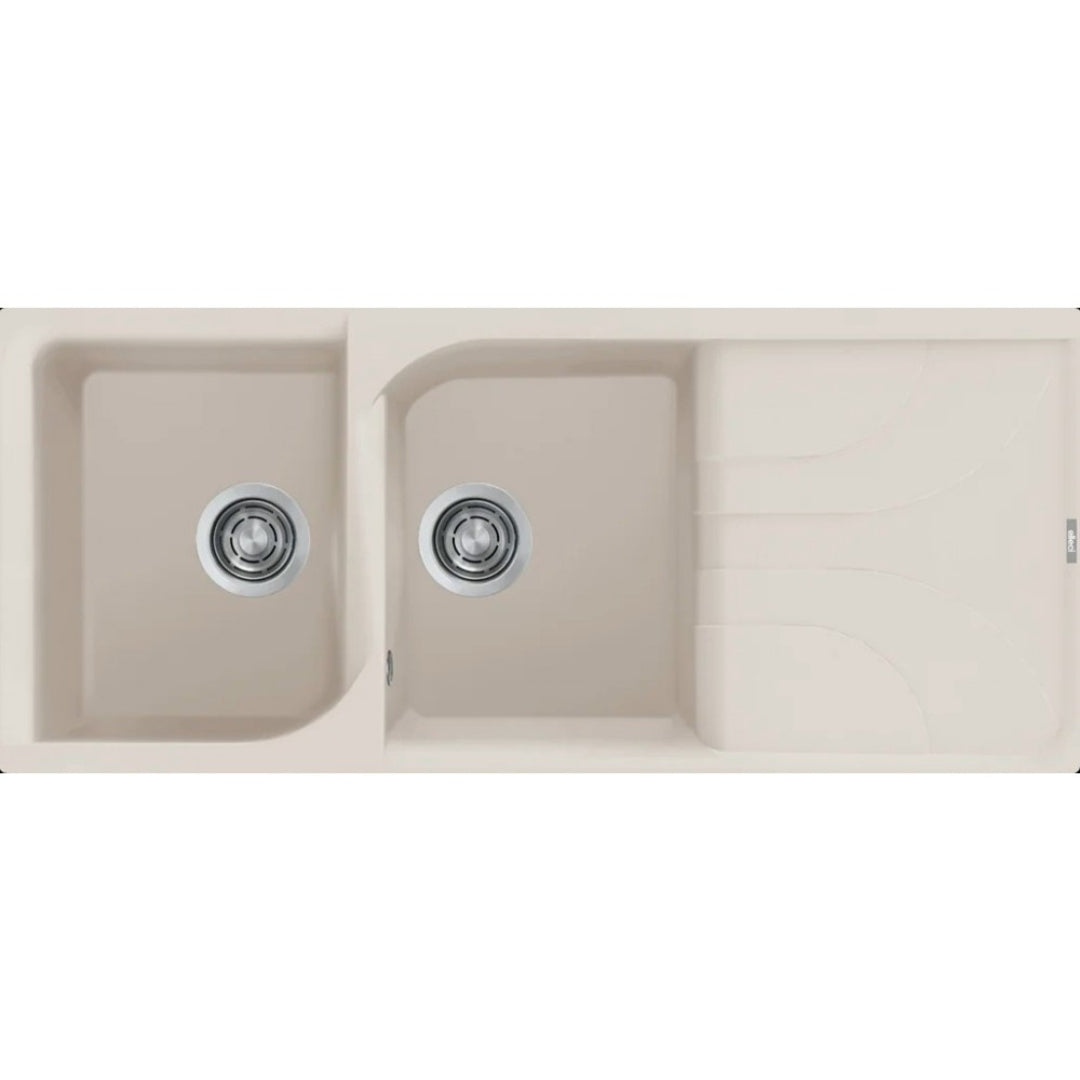 Elleci Ego 500 LGE50039 Lavello 2 Vasche con Gocciolatoio Reversibile Sopratop Granitek Bianco Soft 39 cm. 116 x 50