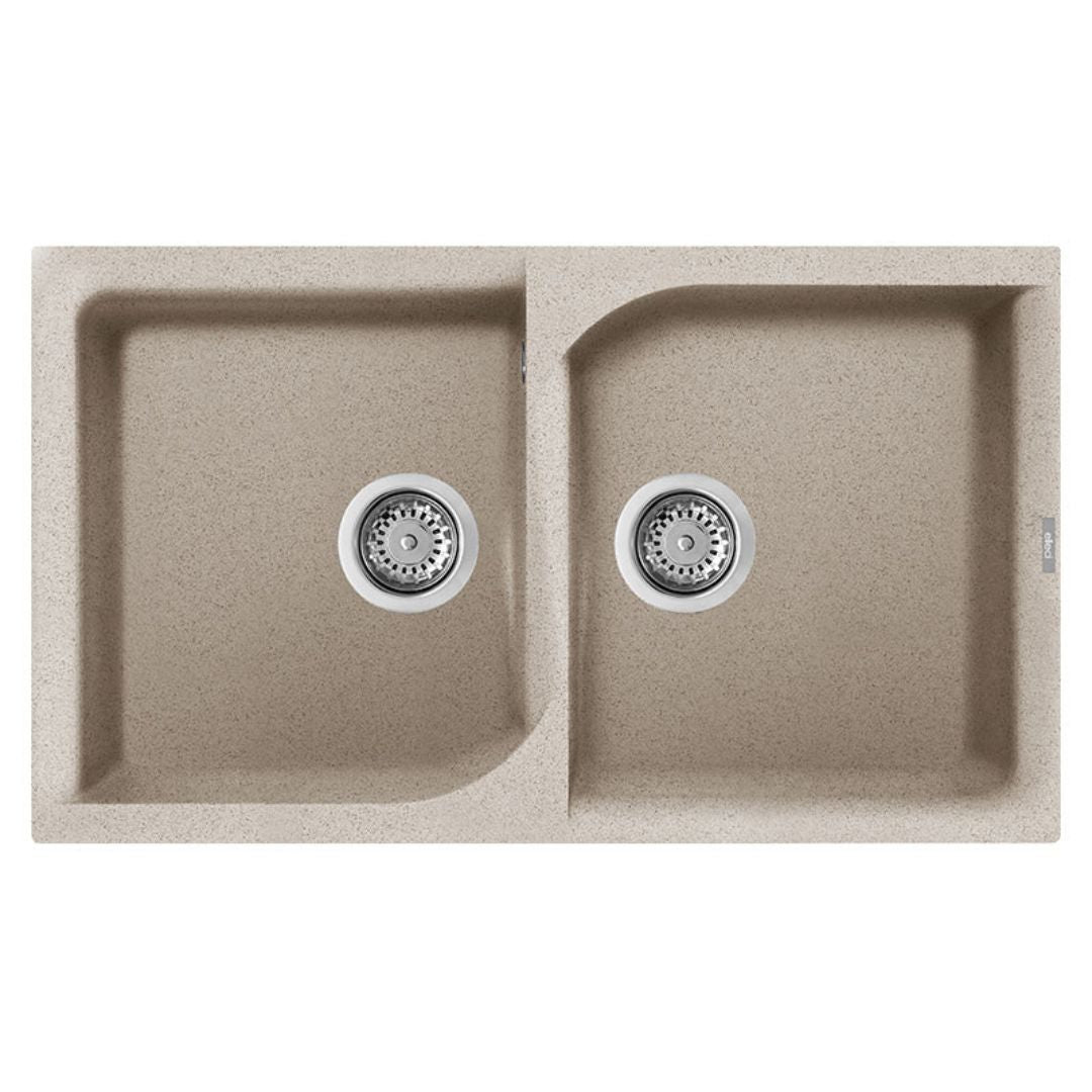 ELLECI EGO 450 LGE45051 Lavello Incasso Sopratop 2 Vasche Avena Granitek cm. 86 x 50