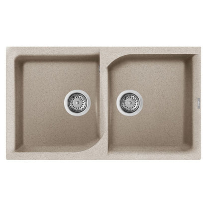 ELLECI EGO 450 LGE45051 Lavello Incasso Sopratop 2 Vasche Avena Granitek cm. 86 x 50