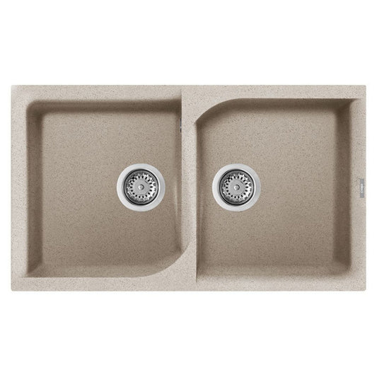 ELLECI EGO 450 LGE45051 Lavello Incasso Sopratop 2 Vasche Avena Granitek cm. 86 x 50