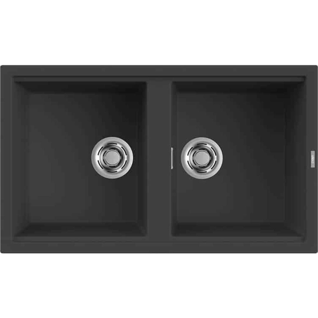 ELLECI BEST 450 LGB45059 Lavello 2 Vasche Reversibili Sopratop Antracite Granitek cm. 86 x 51