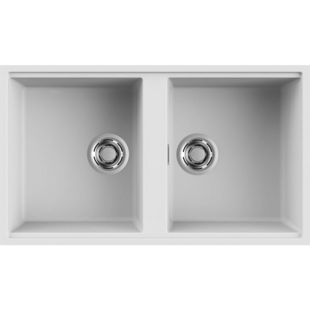 Elleci Best 450 LKB45096BSO Lavello 2 Vasche Sottotop Keratek White 96 Incasso Sttotop mm. 836 x 488