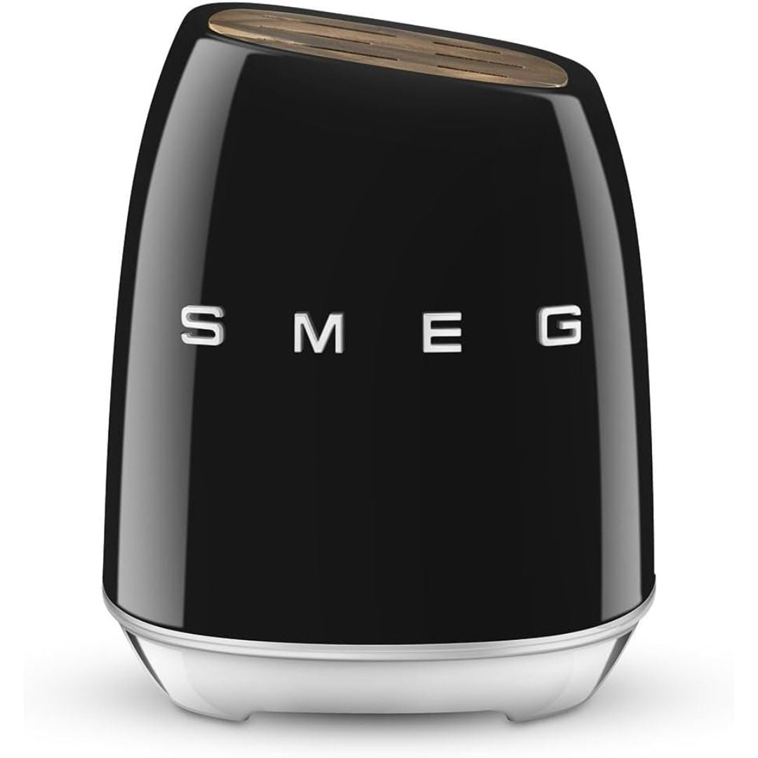 SMEG KBSF02BL Ceppo Portacoltelli Nero e Set 6 Coltelli INOX Estetica 50’s Style