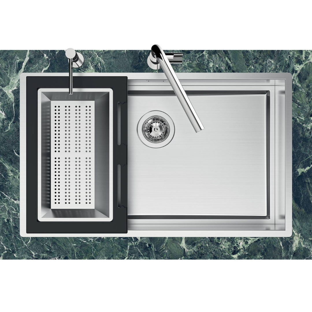 Foster Quadra Evo 1257050 Lavello 1 Vasca Incasso Filotop Acciaio Inox Spazzolato cm. 78 x 47