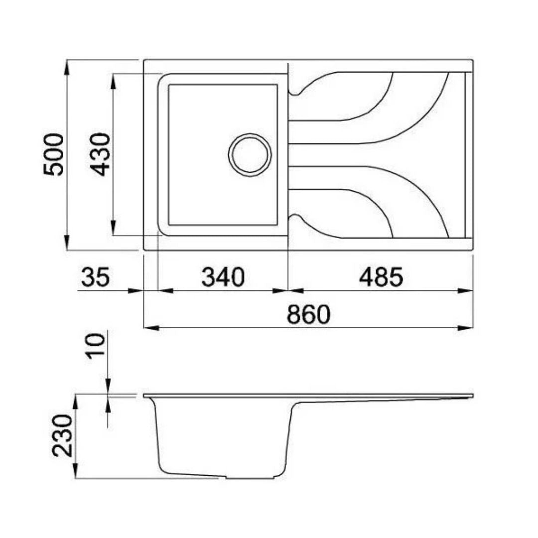 ELLECI EGO 400 LGE40051 Lavello Incasso Sopratop 1 Vasca Granitek Avena cm. 86 x 50