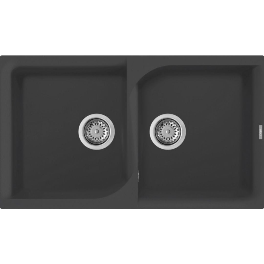 ELLECI EGO 400 LGE45059 Lavello Cucina 2 Vasche Sopratop Granitek Antracite cm. 86x50