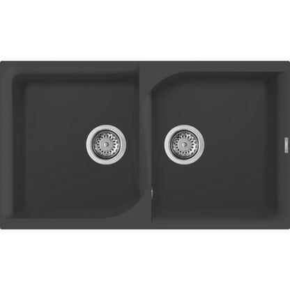 ELLECI EGO 400 LGE45059 Lavello Cucina 2 Vasche Sopratop Granitek Antracite cm. 86x50