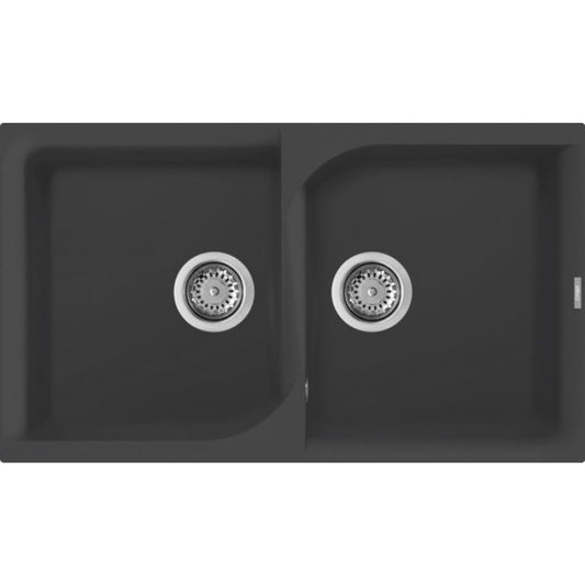 ELLECI EGO 400 LGE45059 Lavello Cucina 2 Vasche Sopratop Granitek Antracite cm. 86x50