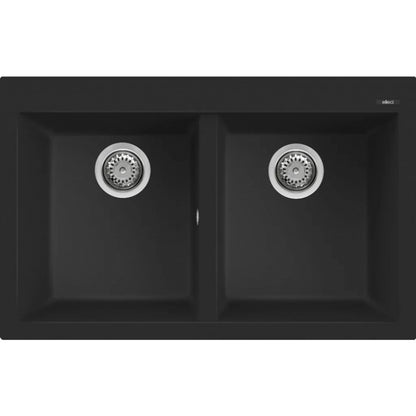ELLECI QUADRA 350 LKQ35086 Lavello 2 Vasche Sopratop Keratek Nero Kuro 86 cm 79x50