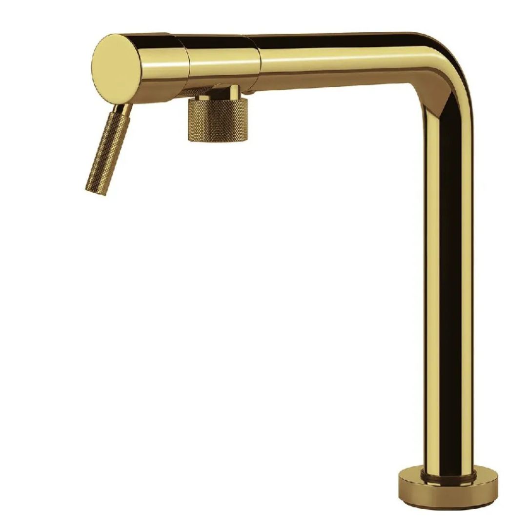 FOSTER MARGOT Miscelatore Cucina Sottofinestra Oro PVD con Canna Abbattibile Girevole 360°