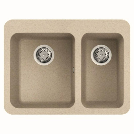ELLECI FOX 330 LGF33051BTP Lavello 2 Vasche Granitek Incasso Sopratop Avena cm. 70 x 53