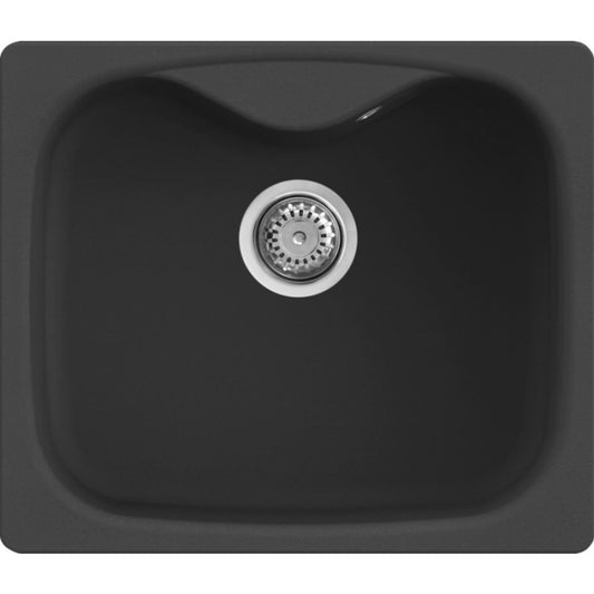 ELLECI FOX 200 LGF20040 Lavello da Incasso 1 Vasca Sopratop Granitek Nero mm. 584 x 504