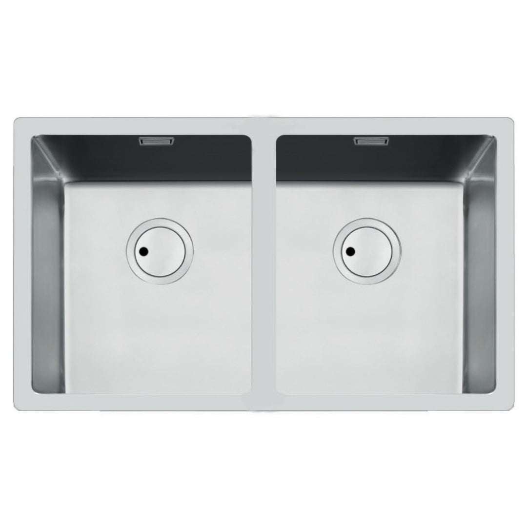 Foster S4001 3352050 Lavello Incasso Filotop 2 Vasche Acciaio Inox Spazzolato cm, 75 x 44