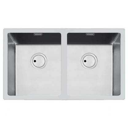 Foster S4001 3352050 Lavello Incasso Filotop 2 Vasche Acciaio Inox Spazzolato cm, 75 x 44