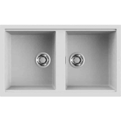 ELLECI BEST 450 LGB45068 Lavello 2 Vasche da Incasso Granitek Bianco cm. 86 x 51
