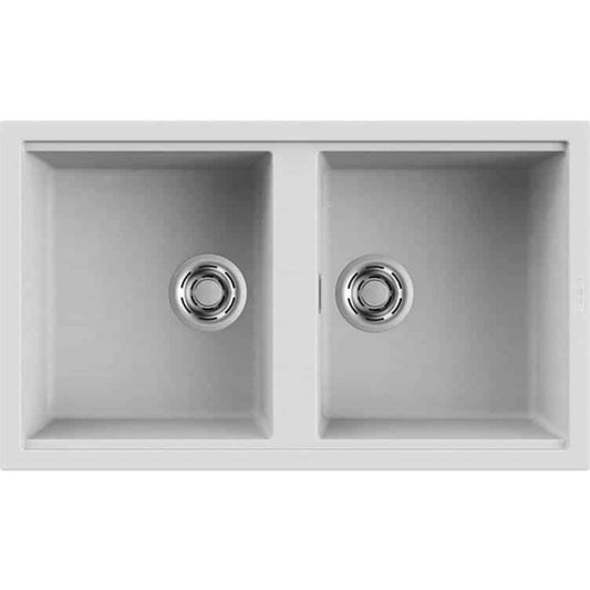 ELLECI BEST 450 LGB45068 Lavello 2 Vasche da Incasso Granitek Bianco cm. 86 x 51