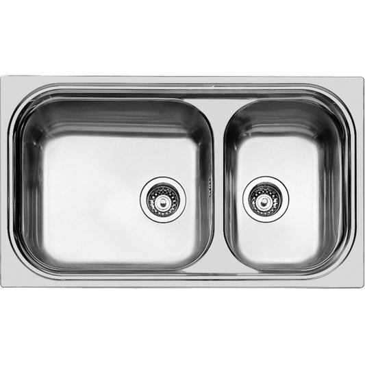 FOSTER BIG BOWL 1562002 Lavello Incasso Inox Spazzolato Doppia Vasca cm. 86 × 50