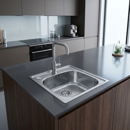 Foster 1144002 S1000 Lavello Incasso Inox Spazzolato Miscelatore Sinistro cm 44x50