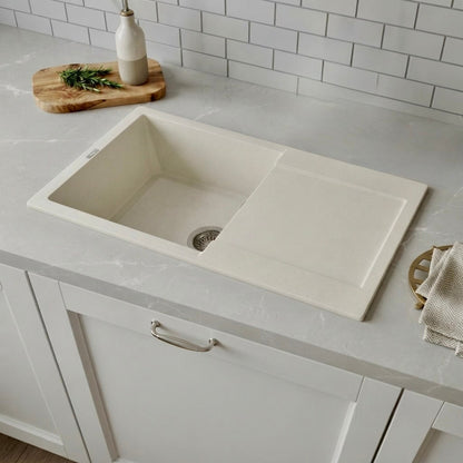 Elleci Easy 300 LGY30039 Lavello 1 Vasca con Gocciolatoio Reversibile Sopratop Granitek Bianco Soft cm. 79 x 50