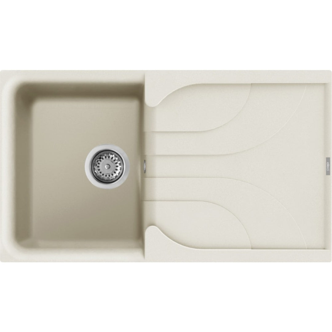 Elleci Ego 400 LGE40062 Lavello 1 Vasca con Gocciolatoio Reversibile Sopratop Granitek Bianco Antico cm. 86 x 50