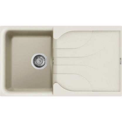 Elleci Ego 400 LGE40062 Lavello 1 Vasca con Gocciolatoio Reversibile Sopratop Granitek Bianco Antico cm. 86 x 50
