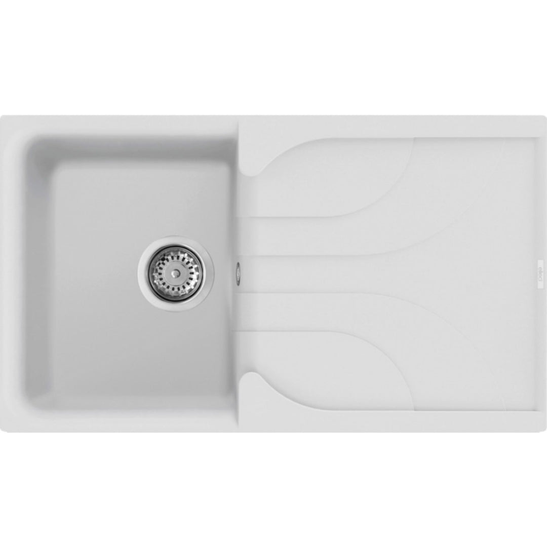 Elleci Ego 400 LGE40068 Lavello 1 Vasca con Gocciolatoio Reversibile Incasso Sopratop Granitek Bianco Titano 68 mm. 860 x 500