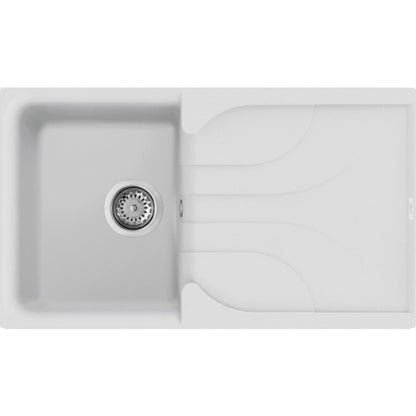 Elleci Ego 400 LGE40068 Lavello 1 Vasca con Gocciolatoio Reversibile Incasso Sopratop Granitek Bianco Titano 68 mm. 860 x 500