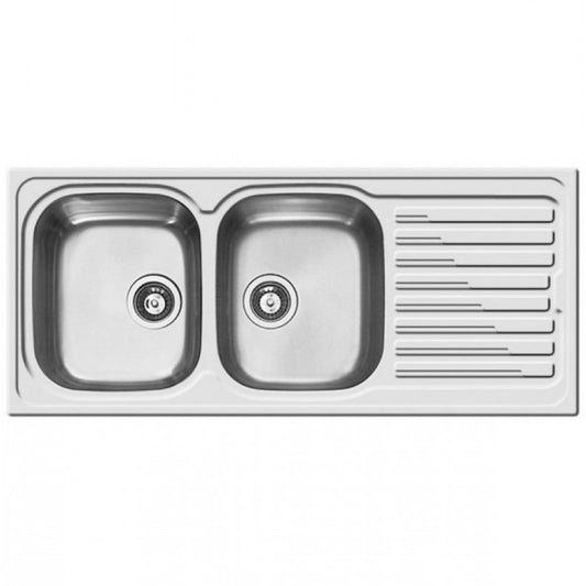 ELLECI LIK500SACSX Sky 500 Lavello Cucina 2 Vasche Gocciolatoio SX Inox cm. 116 x 50