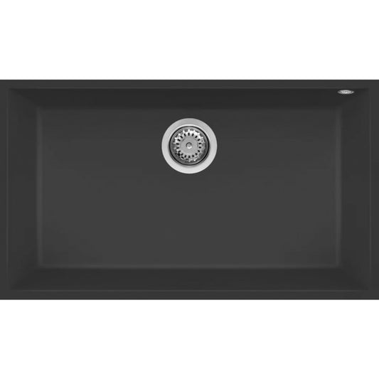 ELLECI QUADRA 130 LGQ13040BSO Lavello 1 Vasca Sottotop Granitek Nero G40 cm. 76x44