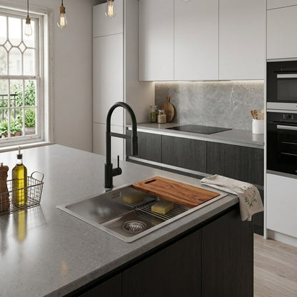 Foster Quadra 1235050 Lavello Incasso Filotop 1 Vasca Acciaio Inox Spazzolato cm. 54 x 44