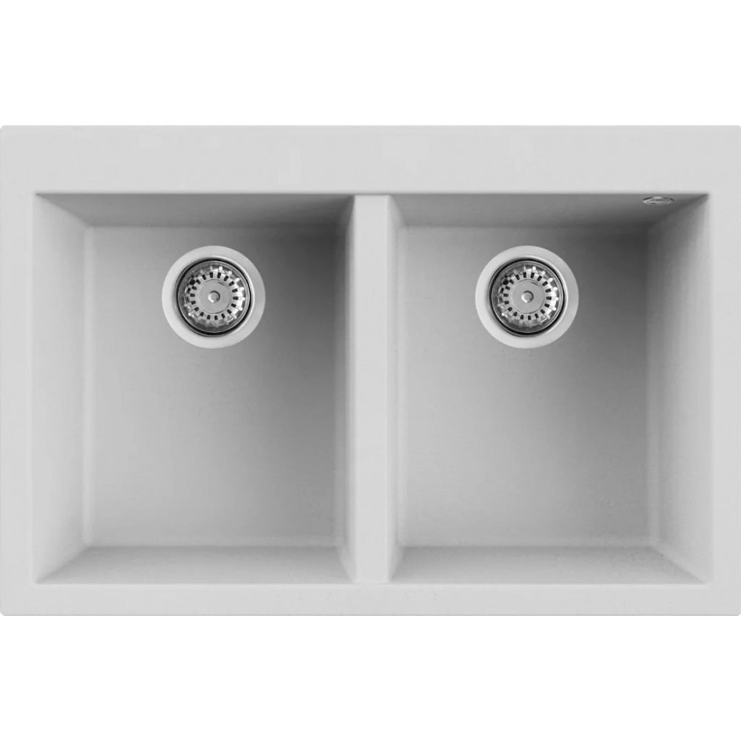 Elleci Quadra LGQ34068BTP Lavello 2 Vasche Incasso Sopratop Granitek Bianco Titano cm. 80 x 53