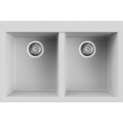 Elleci Quadra LGQ34068BTP Lavello 2 Vasche Incasso Sopratop Granitek Bianco Titano cm. 80 x 53