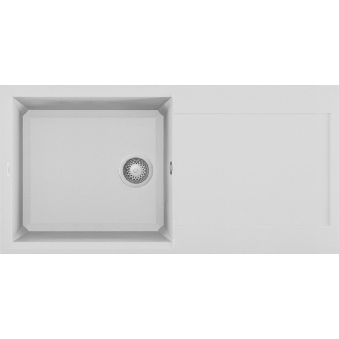 Elleci Easy 480 LGY48068 Lavello 1 Vasca con Gocciolatoio Reversibile Incasso Sopratop Granitek Bianco Titano cm 100 x 50