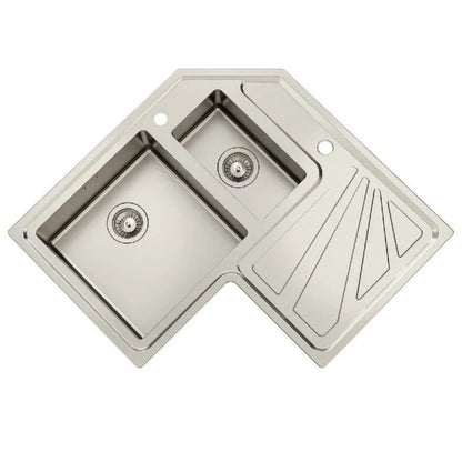 FOSTER 3308050 Lavello Angolo 1 Vasca 1/2 Inox Destra Incasso Gocciolatoio cm. 83 x 83