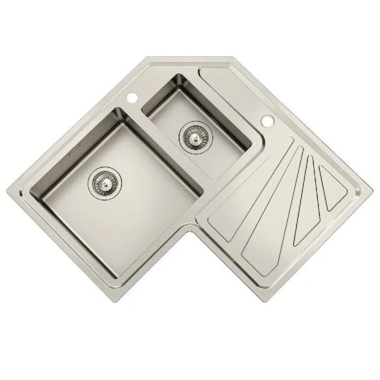 FOSTER 3308050 Lavello Angolo 1 Vasca 1/2 Inox Destra Incasso Gocciolatoio cm. 83 x 83