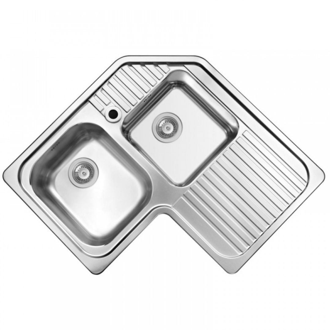 ELLECI SKY CORNER LIKCORSACSX Lavello Angolare 2 Vs Gocciolatoio Destra Inox cm. 83 x 83