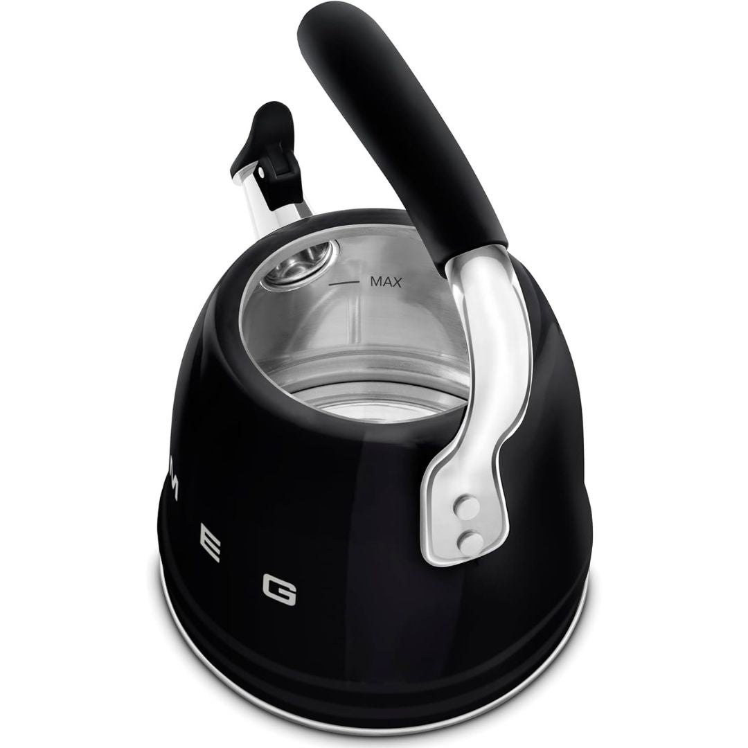 SMEG WKF01BL Bollitore Fischio Nero 50’s Style Capacità 2,3 L Manico Ergonomico