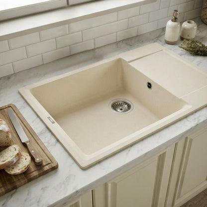 Elleci Easy 310 LGY31062 Lavello Incasso Sopratop 1 Vasca Granitek Bianco Antico cm. 78 × 50