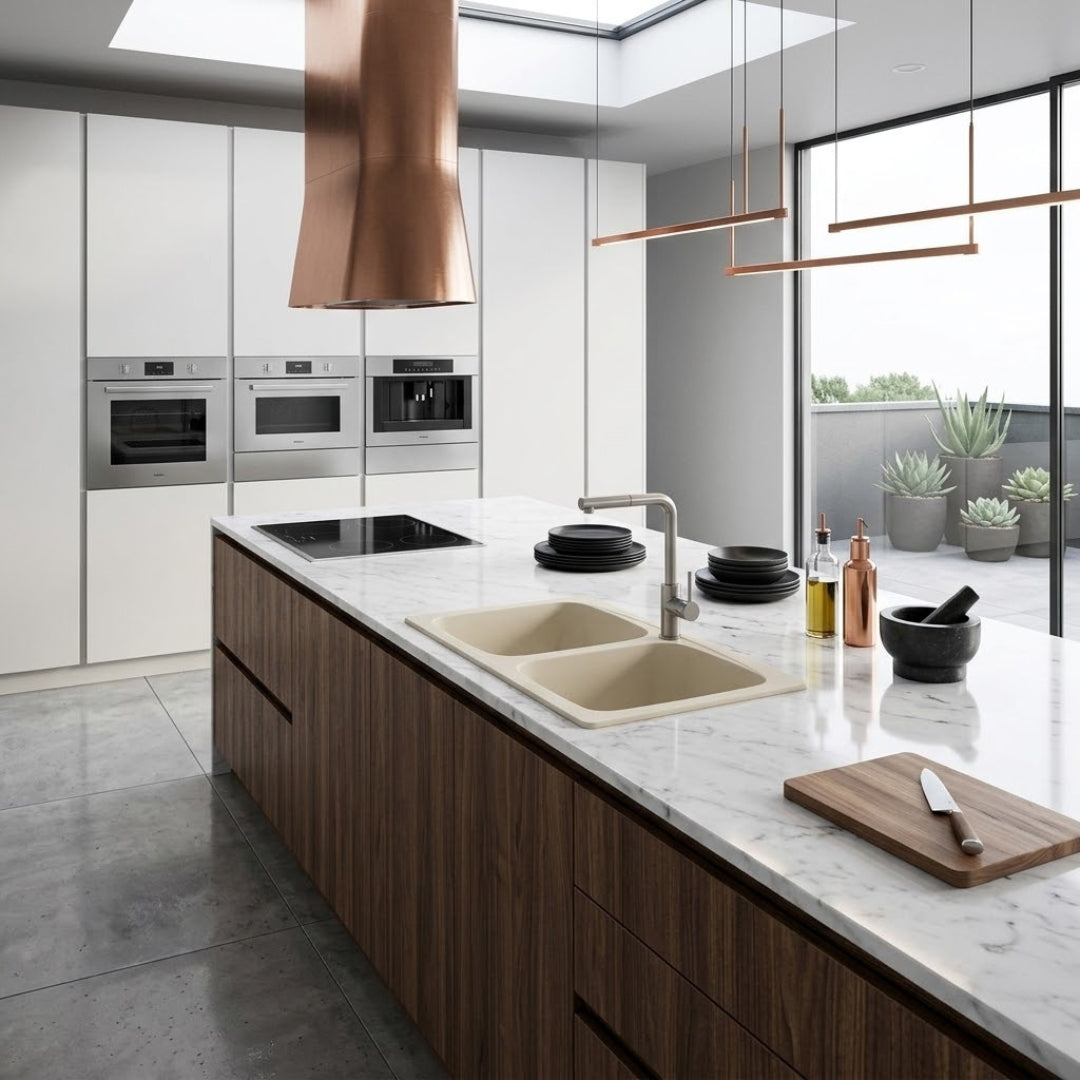 Elleci Master 450 LGM45062 Lavello 2 Vasche Reversibile Sopratop Granitek Bianco Antico cm. 86 x 50