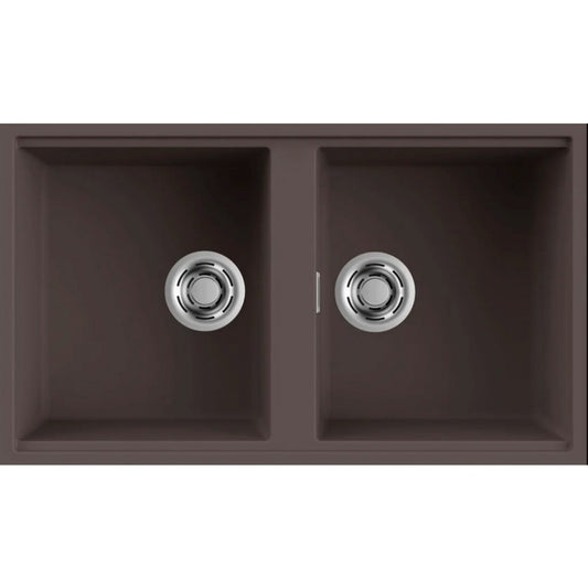 Elleci Best 450 SOTTOTOP LKB45087BSO Lavello 2 Vasche Incasso Sottotop Keratek Cocoa mm. 836 x 488