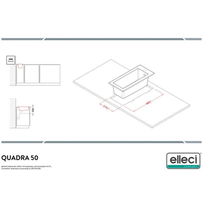 Elleci LGQ05068 Lavello da Incasso 1 Vasca Monovasca Sopratop Granitek Matt Bianco 68 cm. 23 x 50